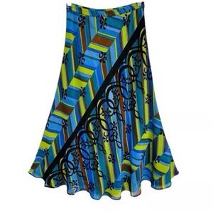 Bob Mackie Wearable Art Multicolor Striped Black Pattern A-line Skirt.